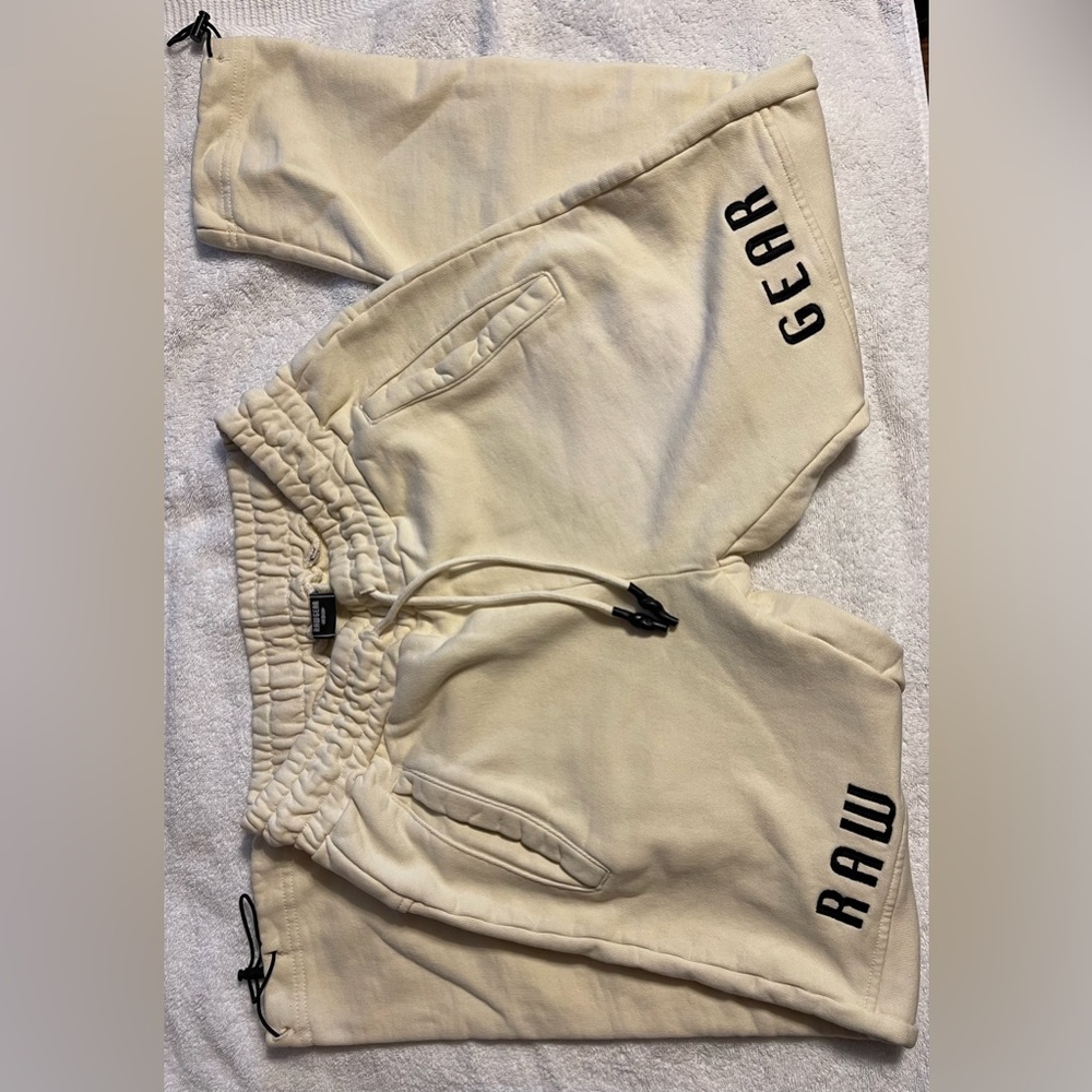 Raw Gear joggers / sweat pants off white -cream color size medium
